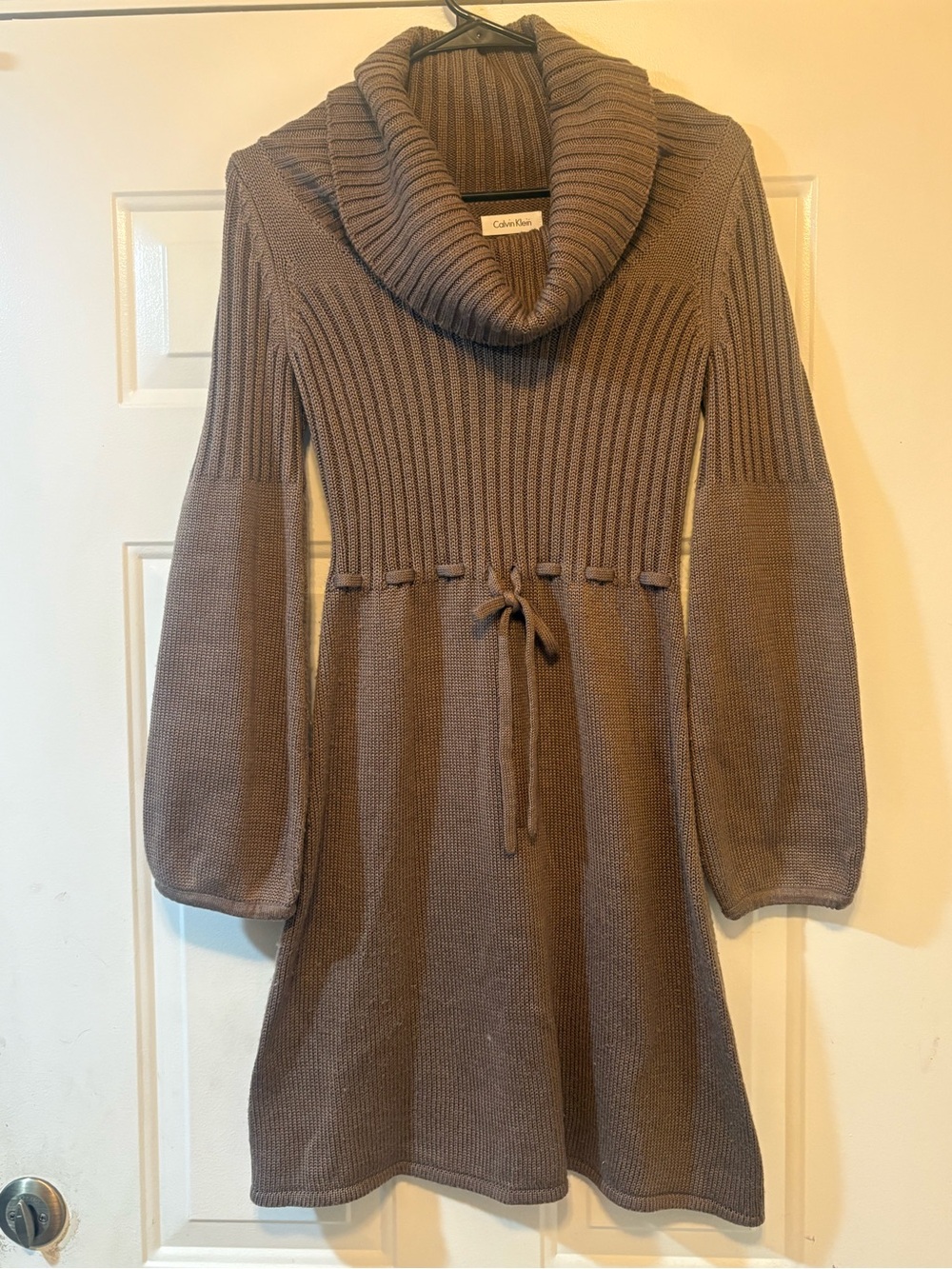 Calvin Klein Brown Cowl Neck Knit Sweater Dress